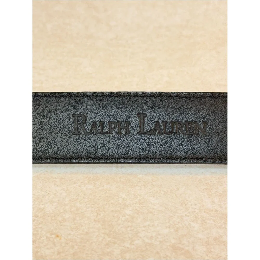 Ralph Lauren Genuine Leather Belt Navy Blue Buckle RL Logo 7/8”W Sz S